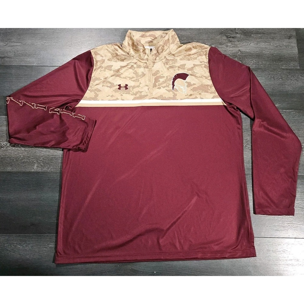 Under Armour 1/4‎ Zip Pullover Men 3XL Maroon Gold Camo De Smet Jesuit Football